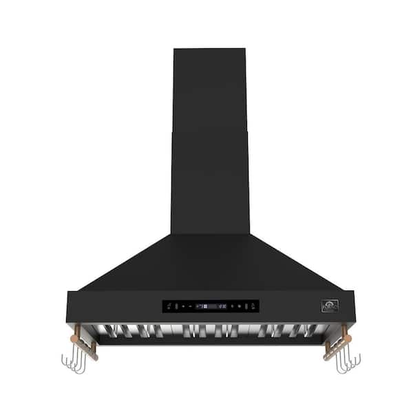 Venezia 36 in. Wall-Mounted Range Hood in Black with Touch Controls and Baffle Filters, Ducted