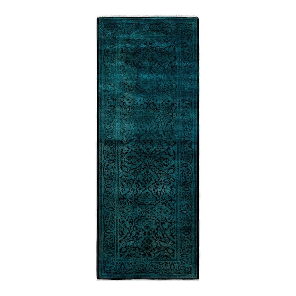 Chloe & Olivia Home Overdyed Black 2 ft. x 6 ft. Solid Wool Indoor Runner Rug