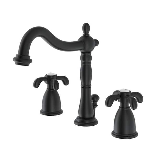 Kingston Brass French Country 8 in. Widespread 2-Handle Bathroom Faucet in Matte Black