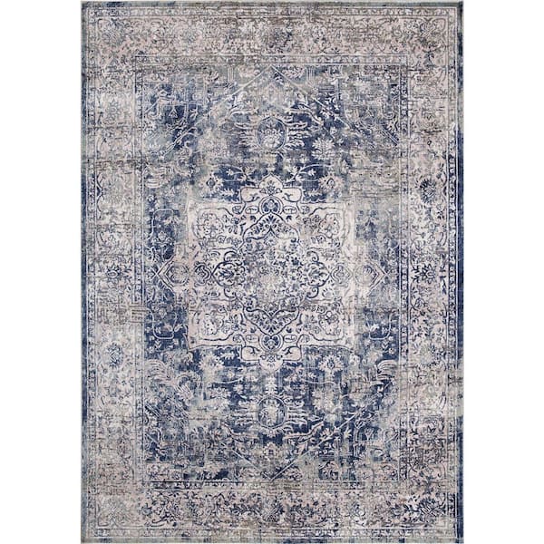 Concord Global Trading Olympus Heriz Blue Rectangle Indoor 8 ft. x 11 ft. Area Rug