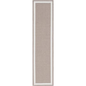 Taupe 2 ft. 2 in. x 6 ft. Decatur Border Runner Rug