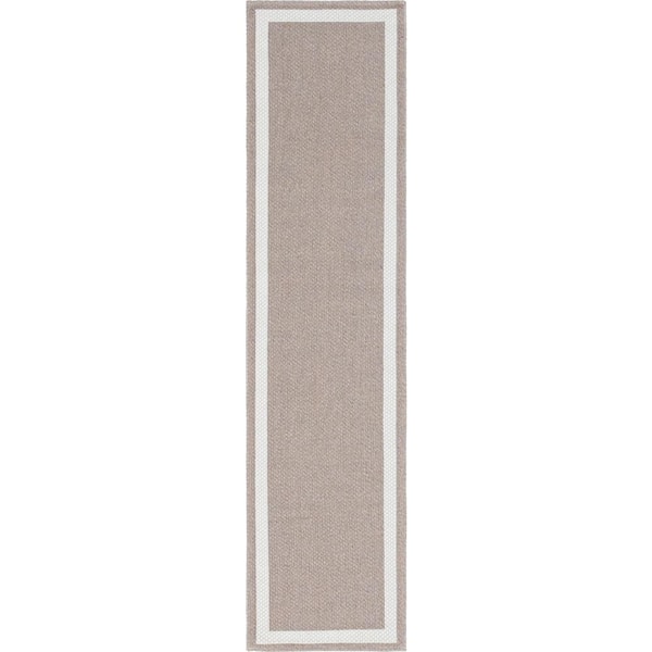 Unique Loom Taupe 2 ft. 2 in. x 6 ft. Decatur Border Runner Rug