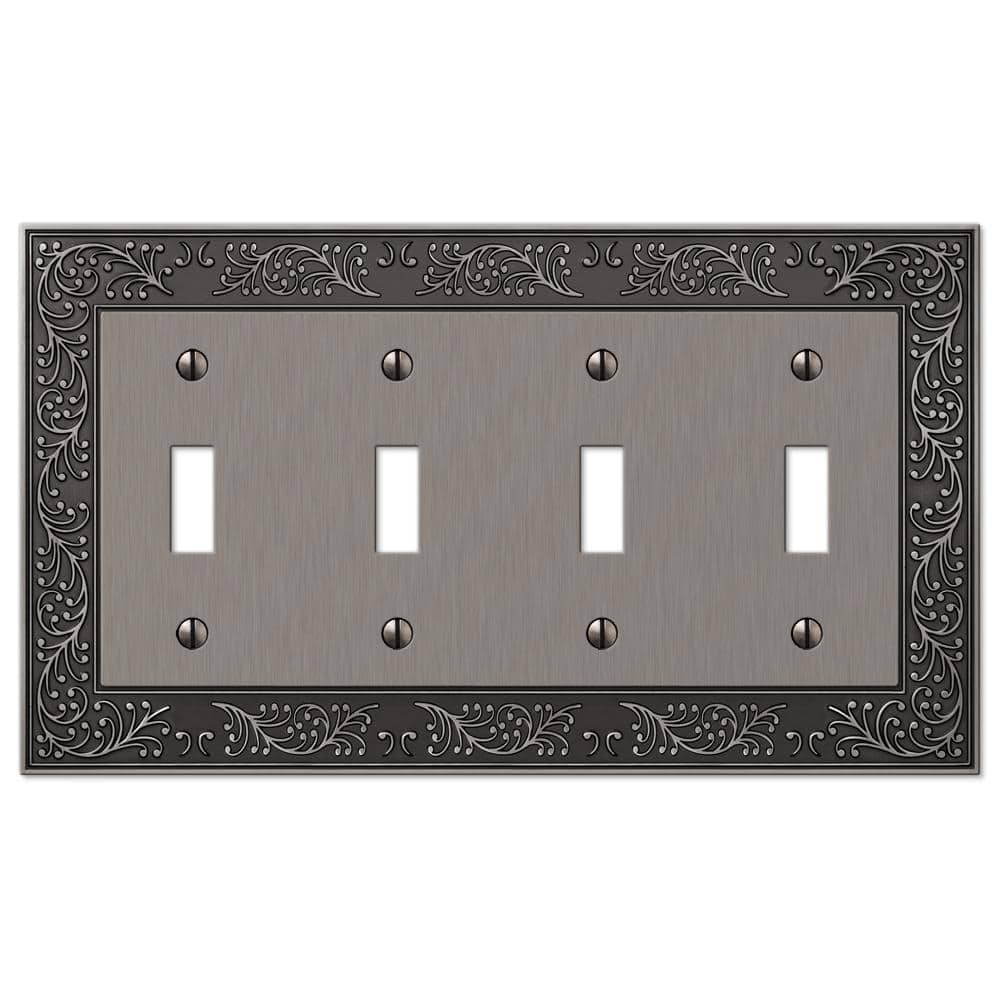 Antique Nickel Quad Toggle Decorative Wallplate