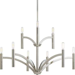 Draper Collection 9-Light Polished Nickel Luxe Chandelier Light
