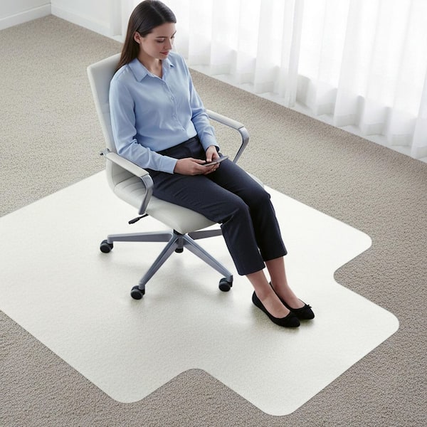 Computex Anti-Static Translucent White Vinyl Lipped Indoor Chair Mat for Carpets up to 3/8 in.- 45 in. x 53 in.