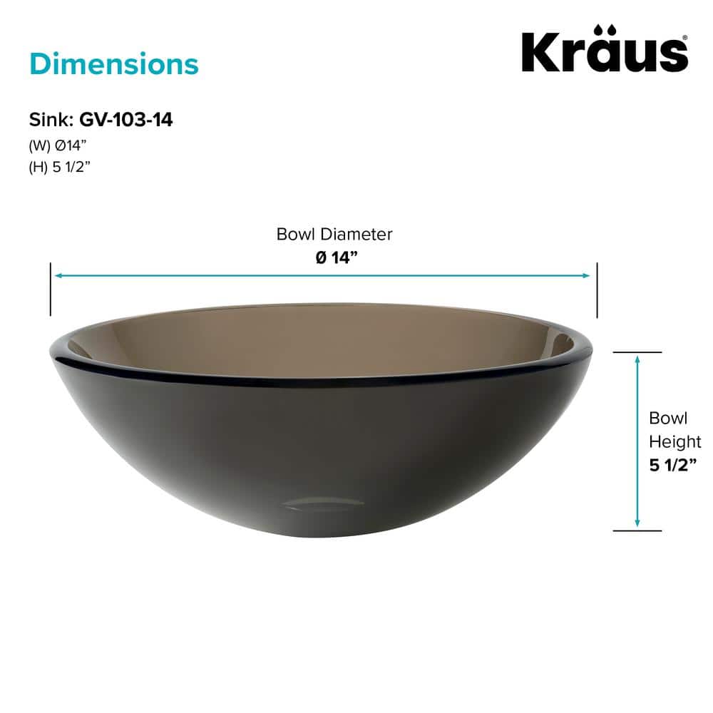 14-Inch Round Brown Glass Vessel Bathroom Sink