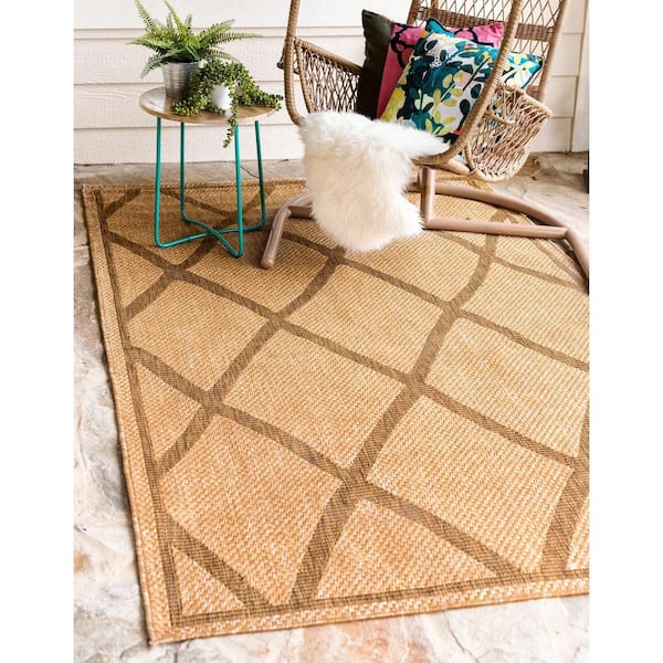 Outdoor Diamonds Light Brown 6' 0 x 9' 0 Area Rug