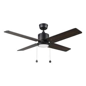 Rowan 52 in. Color Changing Integrated LED Indoor Matte Black 5-Speed DC Ceiling Fan with Light Kit and Pull Chain