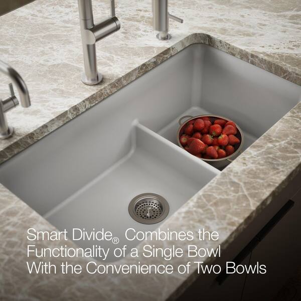 KOHLER Cairn Matte Grey Granite Composite 33 .5 in. Double Bowl