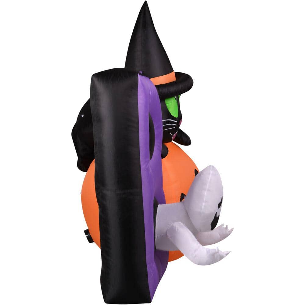 5-Foot Inflatable Halloween Boo Sign with Black Cat and Jack-O-Lantern