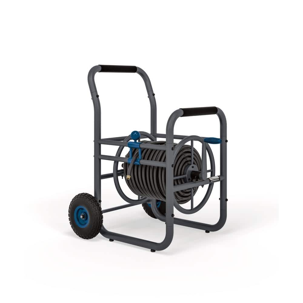 Suncast Black 200 ft. Steel Hose Reel Cart with Manual Crank