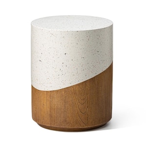 17.25 in. Multi-functional MGO Faux Terrazzo Wood Texture Garden Stool/ Plant Stand/ Accent Table Kits and Accessories