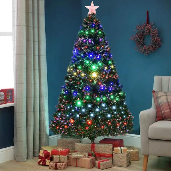 4 Foot Decorated Holiday Festive Fiber Optic Christmas Tree Pre-lit with LED Lights 4ft