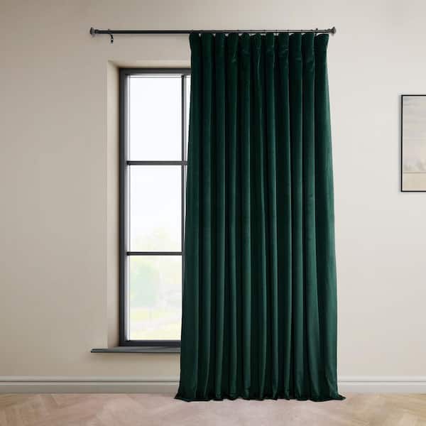 Exclusive Fabrics & Furnishings Signature Spirit Green Plush Velvet Extrawide Hotel Blackout Rod Pocket Curtain - 100 in. W x 108 in. L (1 Panel)