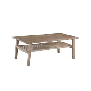 Sonoma 49 in. Barnwood Wire-Brush Large Rectangle Wood Coffee Table with Shelf
