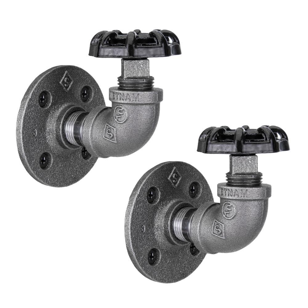 1/2 in. Black Malleable Iron Flange with 90-Degree Elbow and Black Spigot Wall Hook (2-Pack) price history on PriceWatchPro