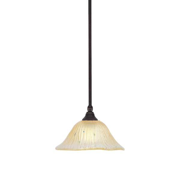 Unbranded Sparta 100-Watt 1-Light Dark Granite Shaded Pendant Mini Pendant Light with Amber Crystal Glass, No Bulb Included