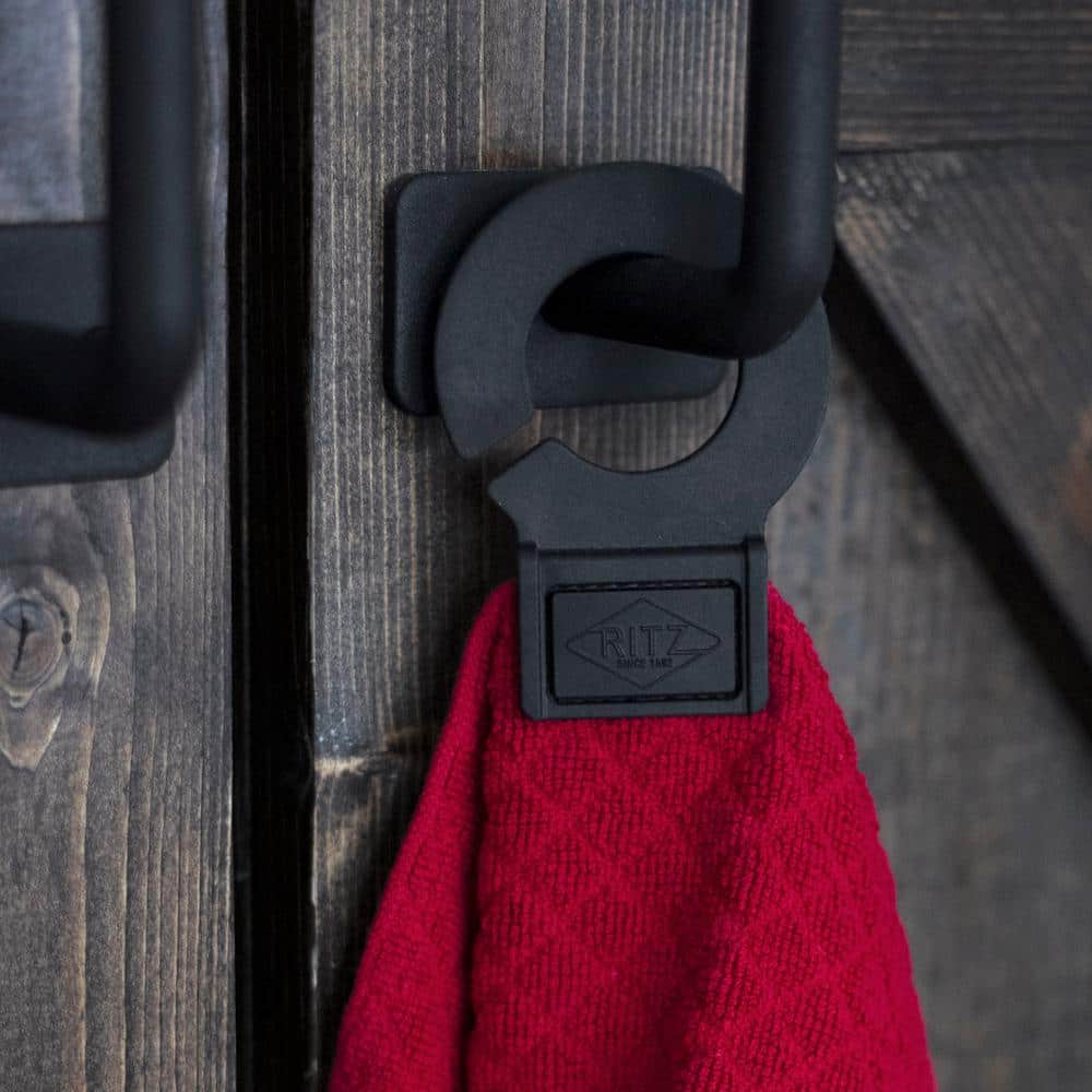 Paprika Red Cotton Terry Kitchen Towel Set with Rubber Hook