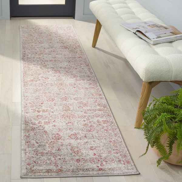 Vintage Tabriz 2 ft. x 8 ft. Gray/Rust Distressed Abstract Border Runner Rug