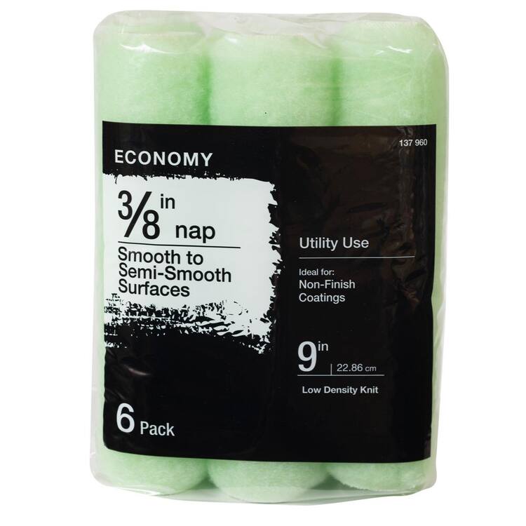  9 in.x 3/8 in.Polyester Paint Roller Cover (6-Pack)