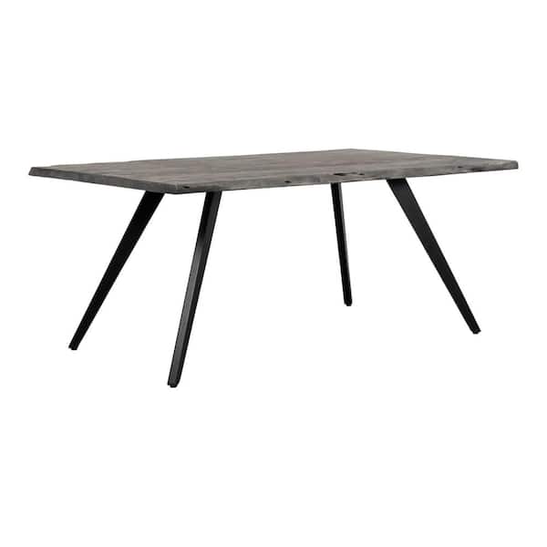 PRIMO INTERNATIONAL Wexford 70 in. Grey Acacia Solid Wood Rectangle Dining Table w/ Black Angled Legs Seats 6