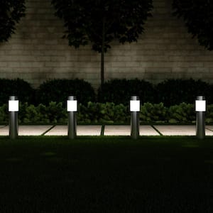 15 in. Silver Outdoor Integrated LED Landscape Path Lights (6-Pack)