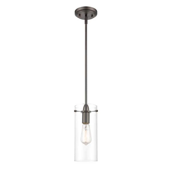 Light Society Montreal 1-Light Modern Bronze Pendant with Clear Glass Shade
