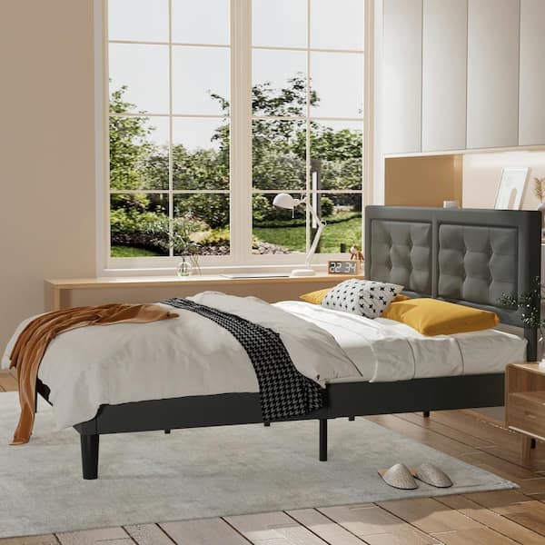 VECELO Metal Plus Wooden Bar Upholstered Premium Platform