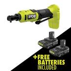 ONE+ 18V HP Brushless Cordless Compact 1/4 in. High Speed Ratchet with FREE 2.0 Ah Battery (2-Pack)
