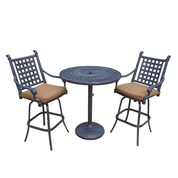 Oakland Living Belmont 36 in. 3-Piece Patio Bar Set with Sunbrella Cushions