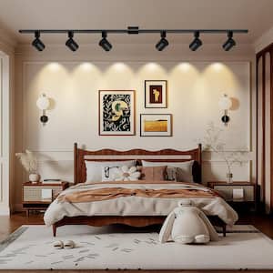 6.6 ft. 6-Light Black Integrated LED Ceiling Mounted Hardwired Track Lighting Kit with Cylinder Rotatable Heads