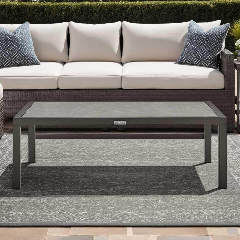 Mareike Brown Aluminum and Ceramic Outdoor Coffee Table