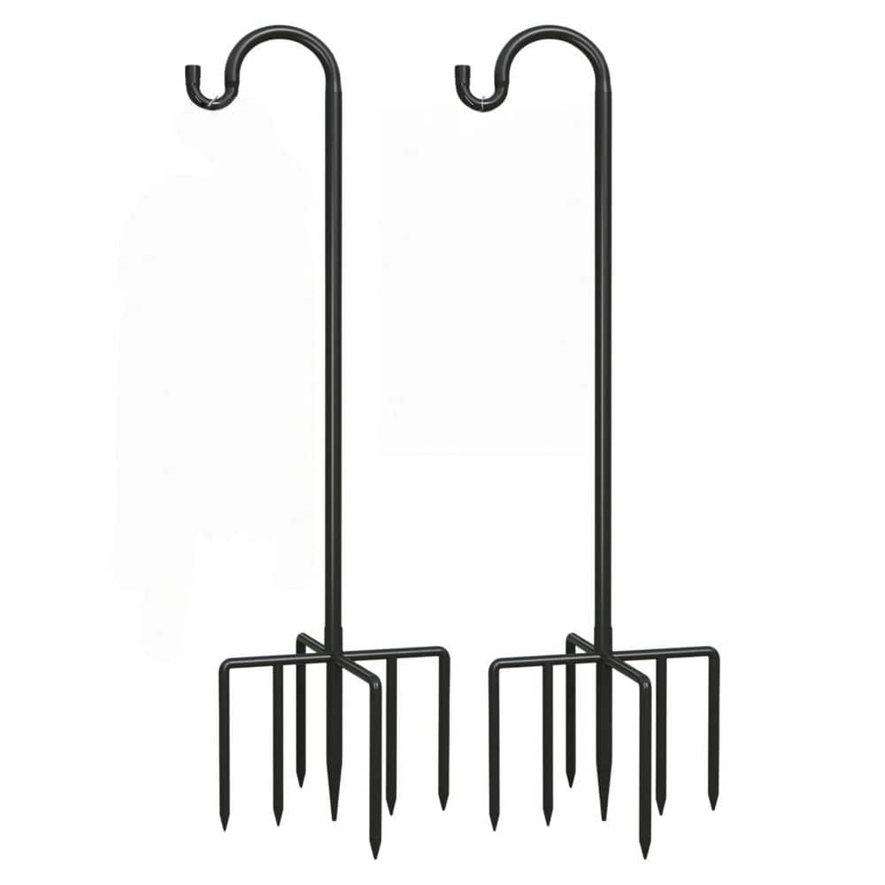 76 in Black Steel Adjustable Heavy Duty Shepherds Hook with 7 Prongs Hooks for Bird Feeder Outdoor 2 Pack price history on PriceWatchPro