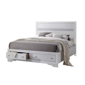 64 in. W White Solid Wood Queen Platform Bed Frame