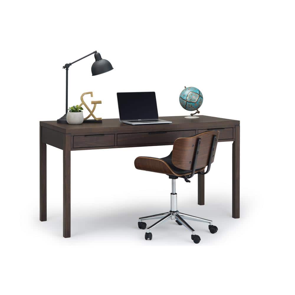 Hollander Warm Walnut Solid Pine 60" Home Office Desk with Keyboard Tray