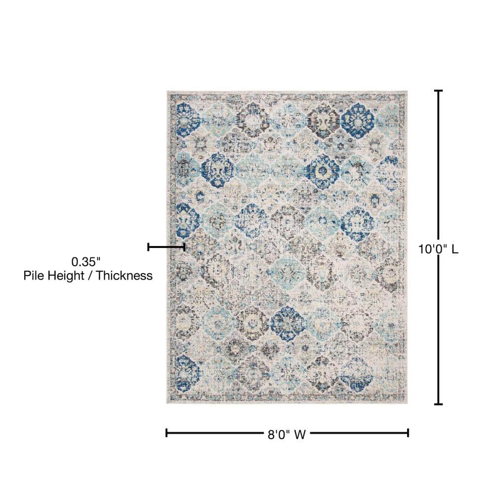 Elegant Ivory and Aqua 8' x 10' Hand-Knotted Cotton Blend Area Rug