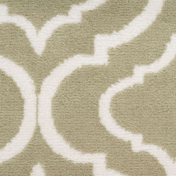 8' X 10' Olive Green and Ivory Trellis Non Skid Area Rug