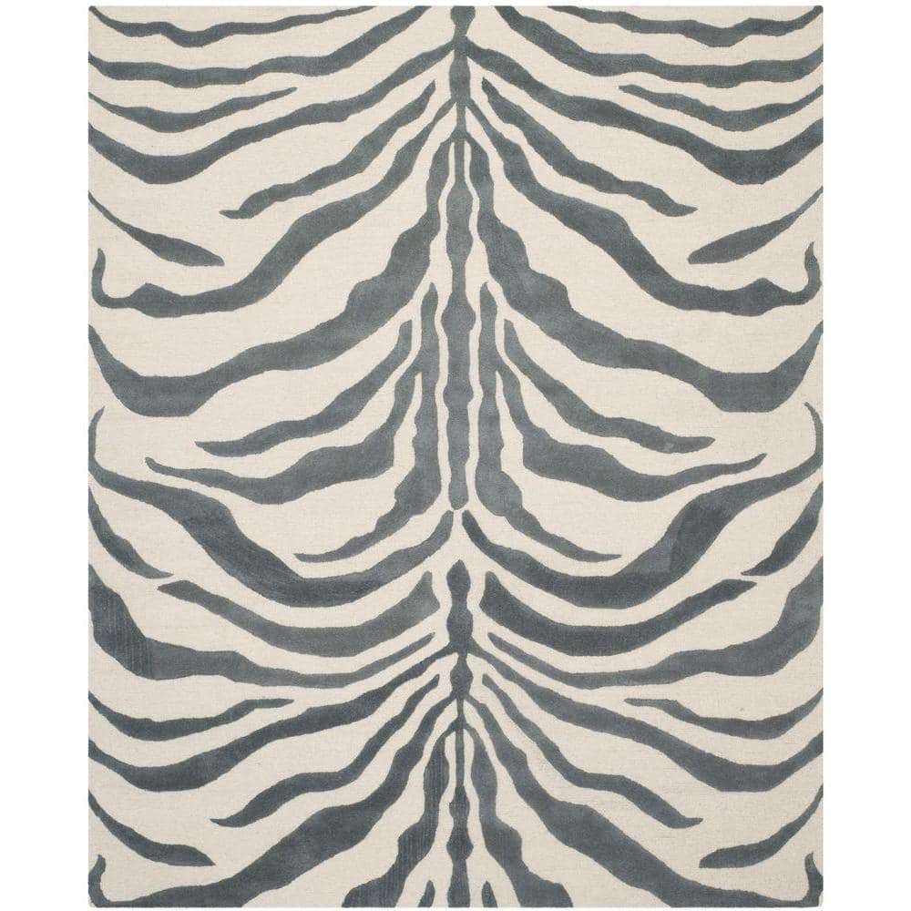Gray and Ivory Hand-Tufted Wool 8' x 10' Area Rug
