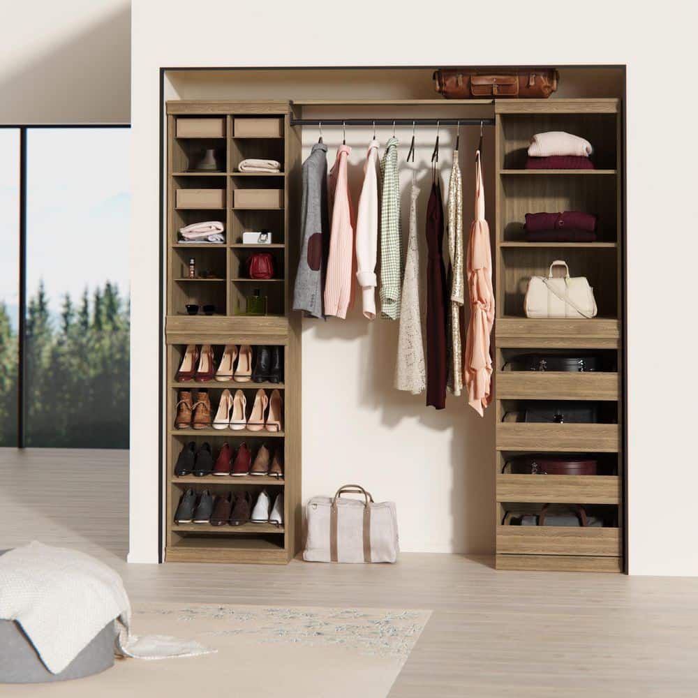 Sand Stackable Wood and Metal Shoe Shelf Unit