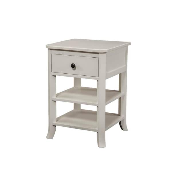 Unbranded Baker 1-Drawer, 2-Open Shelves White Nightstand