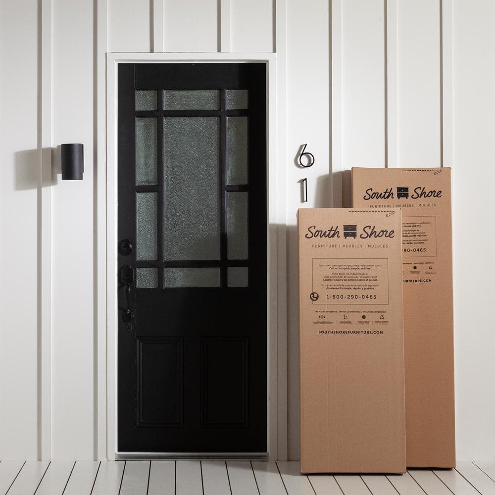 Pure Black Transitional Wardrobe Armoire with Mirror