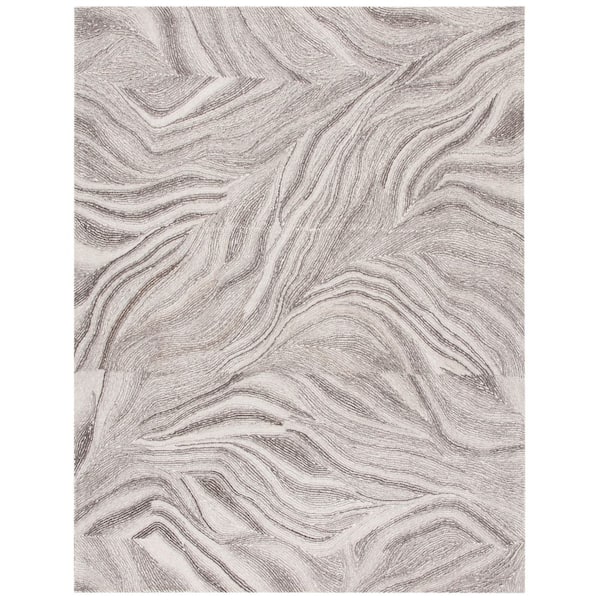 Metro 9 ft. x 12 ft. Ivory/Dark Gray Arbor Swirl Area Rug