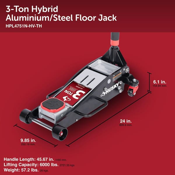Husky 3 Ton Hybrid Aluminum / Steel Floor Jack HPL4751N-HV-TH