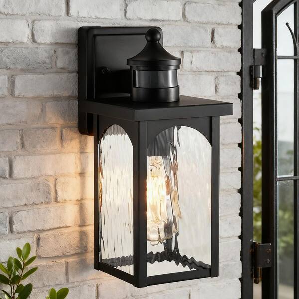 Edvivi 12 in. 1-Light Black Motion Sensing Dusk to Dawn