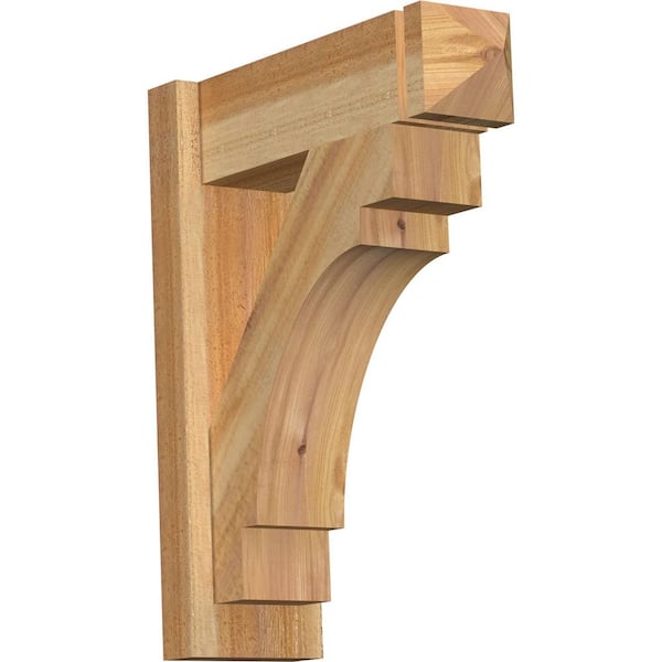 Ekena Millwork 6 in. x 22 in. x 18 in. Western Red Cedar Merced Arts and Crafts Rough Sawn Outlooker