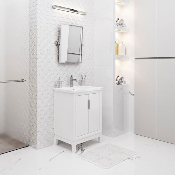 Elise 24.5 in. W x 18 in. D Bath Vanity in Pure White with Ceramics Vanity Top in White with White Basin