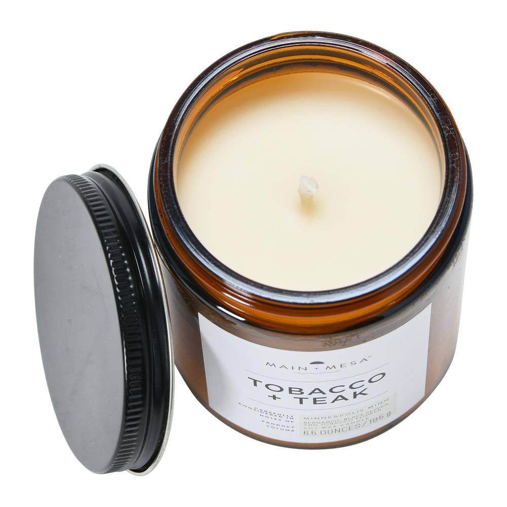 Amber Glass Jar Soy Candle with Lid, 6.5 oz