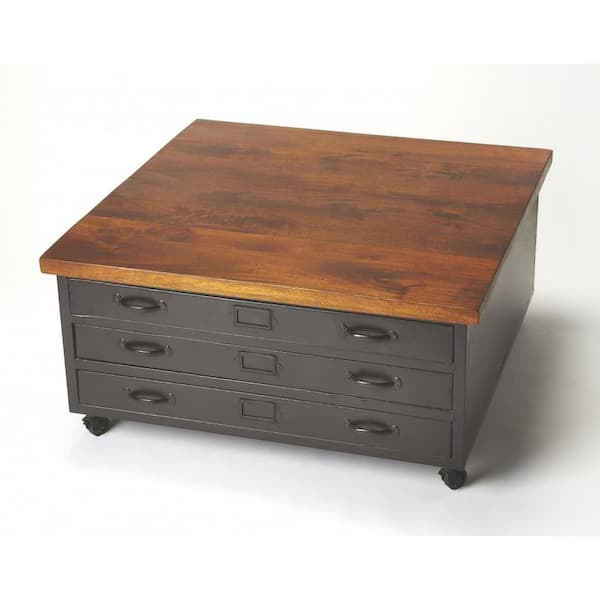 HomeRoots 36 in. Faux Concrete Top and Silver Square Manufactured Wood Coffee Table