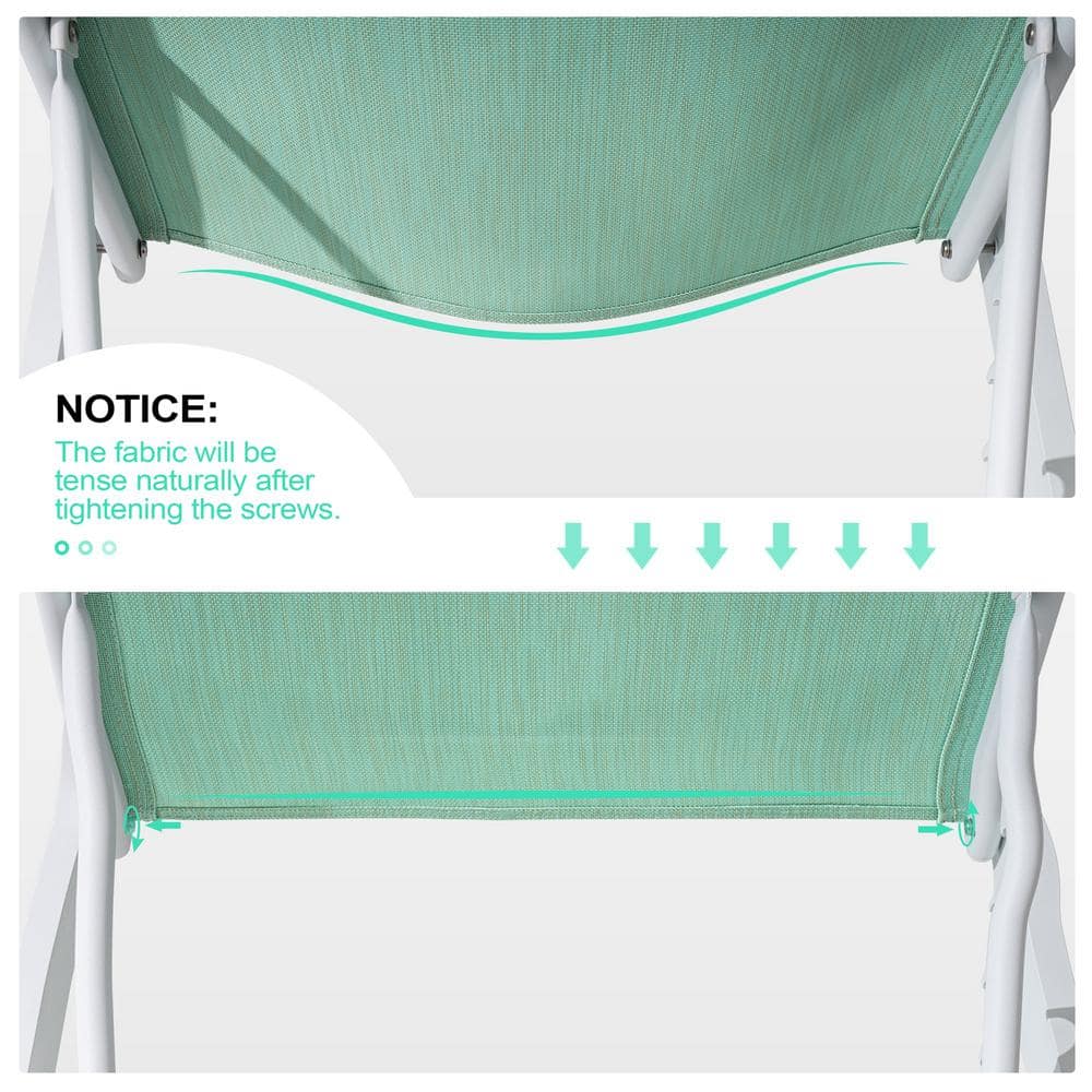 Green Aluminum Outdoor Chaise Lounge Chairs with Table Set