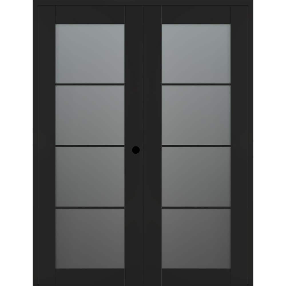 Vona 4-Lite 36 in. x 80 in. Left Active 4-Lite Frosted Glass Black Matte Wood Composite Double Prehung Interior Door price history on PriceWatchPro